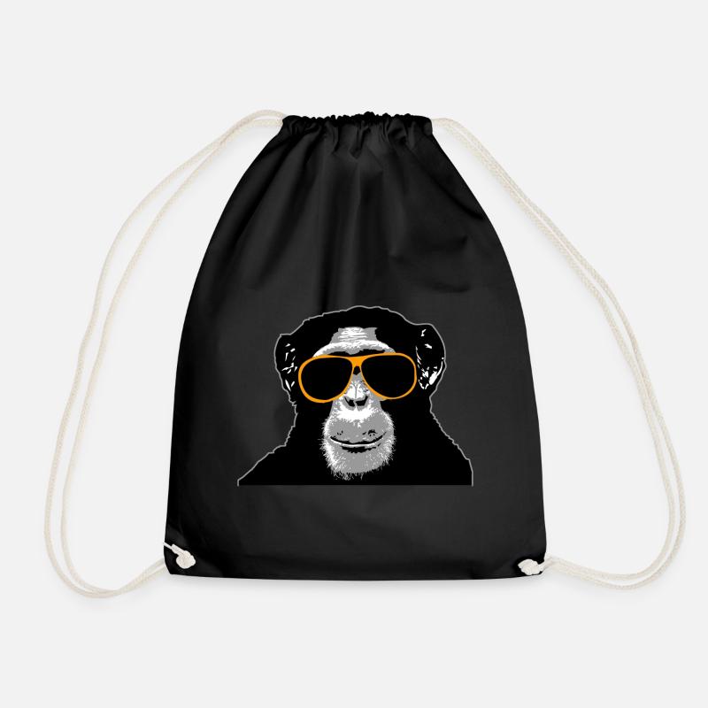 Chimpanzee - monkey - Drawstring Bag - black