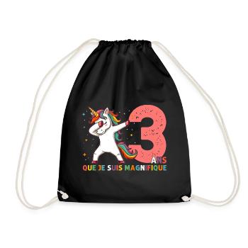 Licorne Dab Cadeau 3 Ème Anniversaire 3 Ans - Sac de sport léger - noir - Devant