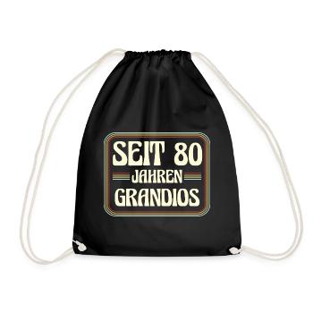 80 Years Old Birthday 80th Birthday - Drawstring Bag - black - Front