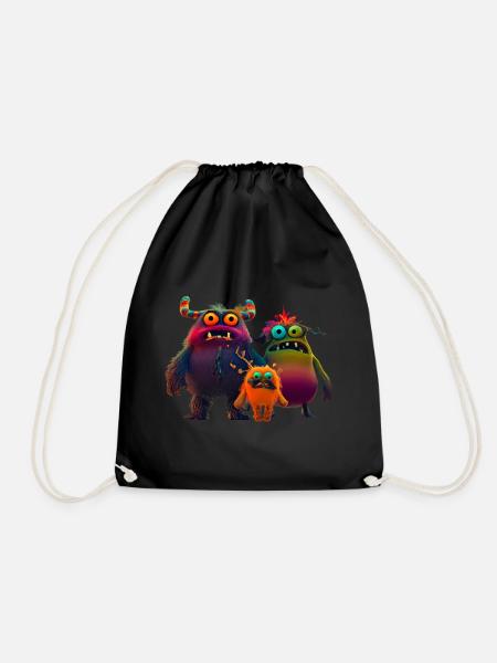 Weihnachtliche bunte Monster Familie - Turnbeutel - Schwarz