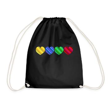 Vier bunte geometrische Herzen - Turnbeutel - Schwarz - Vorne