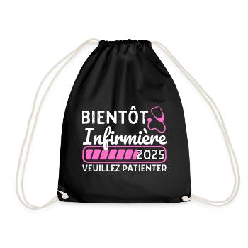 Bientôt Infirmière 2025 Cadeau Future Infirmière - Sac de sport léger - noir - Devant
