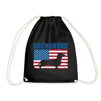 Dachshund Funny Dogs Gift - Drawstring Bag - black - Front