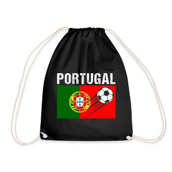 Portugal Flag Portuguese Football Gift - Drawstring Bag - black - Front