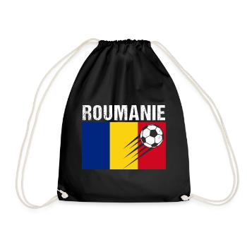 Romania Flag Romanian Football Gift - Drawstring Bag - black - Front
