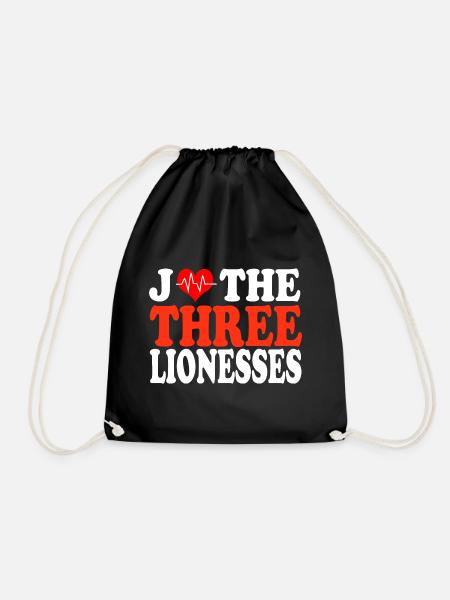 love three lionesses england soccer team - Drawstring Bag - black