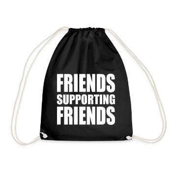 friends supporting friends - Drawstring Bag - black - Front