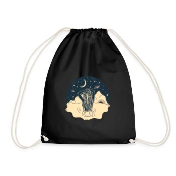 Nature, Sun, Moon, Stars, Sky, Water, Planet - Drawstring Bag - black - Front