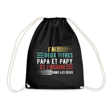 J'ai deux titres papa et papy cadeau fête des père - Sac de sport léger - noir - Devant