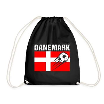 Denmark Flag Danish Football Gift - Drawstring Bag - black - Front