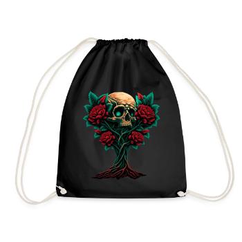 Tree with skull and roses - Drawstring Bag - black - Front