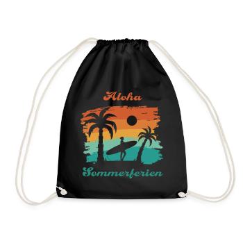 Aloha Sommerferien Surferin Strand Ferien - Turnbeutel - Schwarz - Vorne
