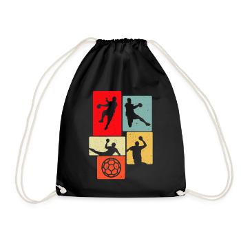 Handball Retro Handballer - Drawstring Bag - black - Front