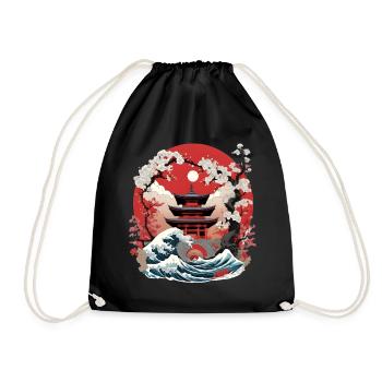 Japanese torii - Drawstring Bag - black - Front
