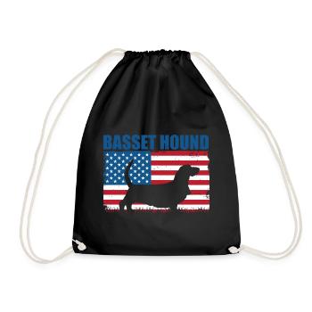 Basset Hound - Drawstring Bag - black - Front