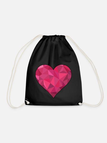 Herz Polygon Liebe Paare JGA Hochzeit Symbol rot - Turnbeutel - Schwarz