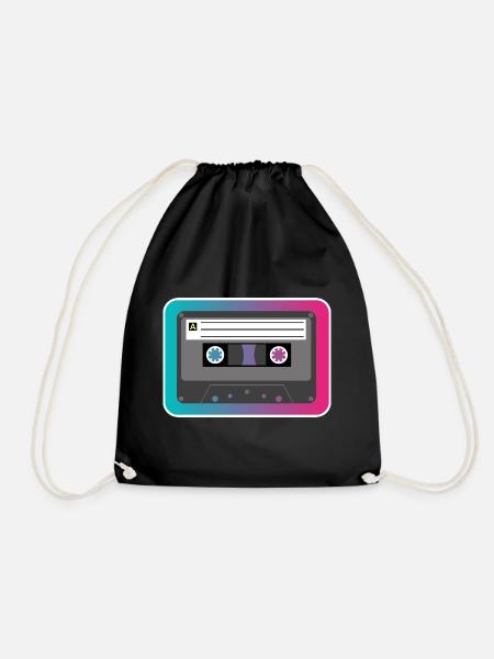 Retro cassette 80's & 90's - Drawstring Bag - black