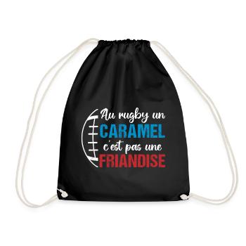 Au rugby un caramel c' est pas une friandise - Sac de sport léger - noir - Devant