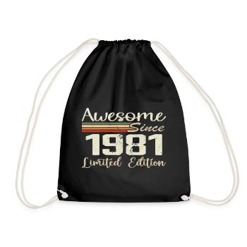 Geburtstag 43 Jahre Jahrgang 1981 Geschenk 1981 - Turnbeutel - Schwarz - Vorne
