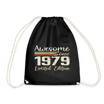 Jubiläum 45 Jahre Jahrgang 1979 Geschenk 1979 - Turnbeutel - Schwarz - Vorne