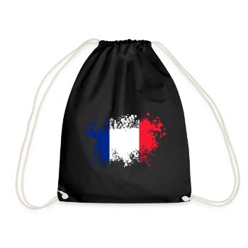 Frankreich Flagge Trikolore Paris Nizza Lyon - Turnbeutel - Schwarz - Vorne