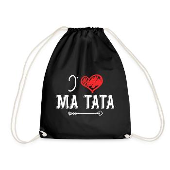 J'aime Ma Tata Cadeau Tante Coeur Rouge - Sac de sport léger - noir - Devant