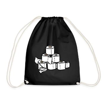 Toilet Paper Tower Pyramid Corona Hamster Pandemic - Drawstring Bag - black - Front