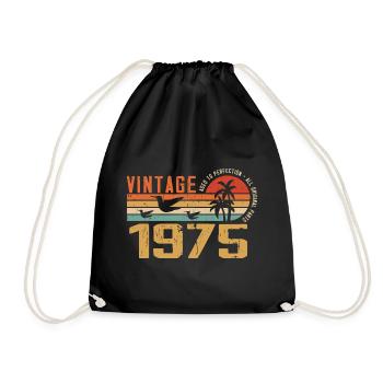 Vintage 1975 Anniversary Gift - Vintage 1975 - Drawstring Bag - black - Front