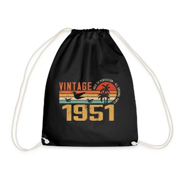Vintage 1951 Jubiläumsgeschenk - Jahrgang 1951 - Turnbeutel - Schwarz - Vorne