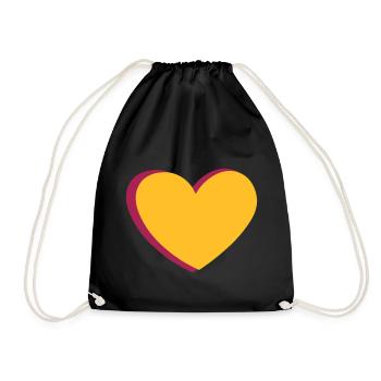 Colorful heart yellow heart - coeur jaune gift - Drawstring Bag - black - Front