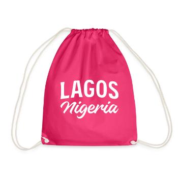 Nigeria Lagos Retro lettering - Drawstring Bag - fuchsia - Front