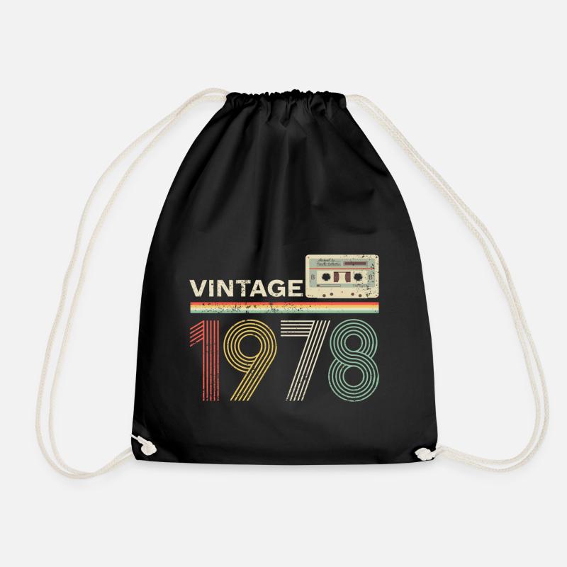 Vintage cassette 1978 - Drawstring Bag - black