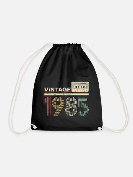 Vintage cassette 1985 - Drawstring Bag - black