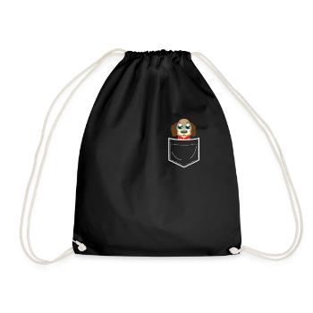 Hund in Brusttasche - Turnbeutel - Schwarz - Vorne