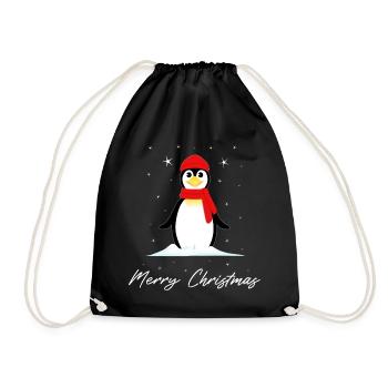 Pinguin Frohe Weihnachten - Turnbeutel - Schwarz - Vorne