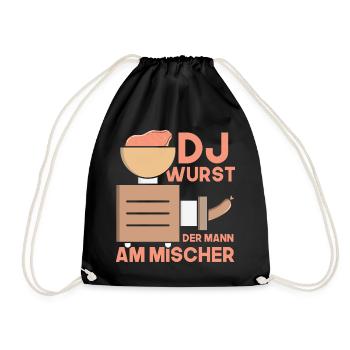 Dj wurst der mann am mischer Metzger - Turnbeutel - Schwarz - Vorne