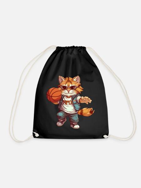 coole Basketball Katze - Turnbeutel - Schwarz