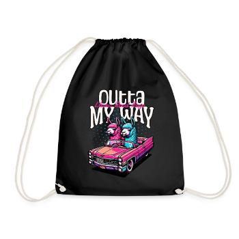 Llama Outta my way - road rage - Drawstring Bag - black - Front