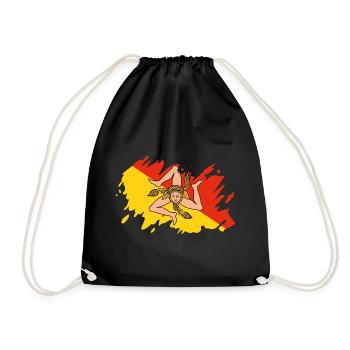 Sicily flag Italy Palermo Trinacria Italia - Drawstring Bag - black - Front