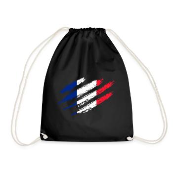 Frankreich Flagge Kratzer Französische Fahne Cut - Turnbeutel - Schwarz - Vorne