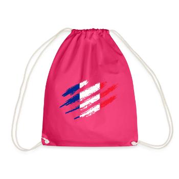 Frankreich Flagge Kratzer Französische Fahne Cut - Turnbeutel - Fuchsia - Vorne