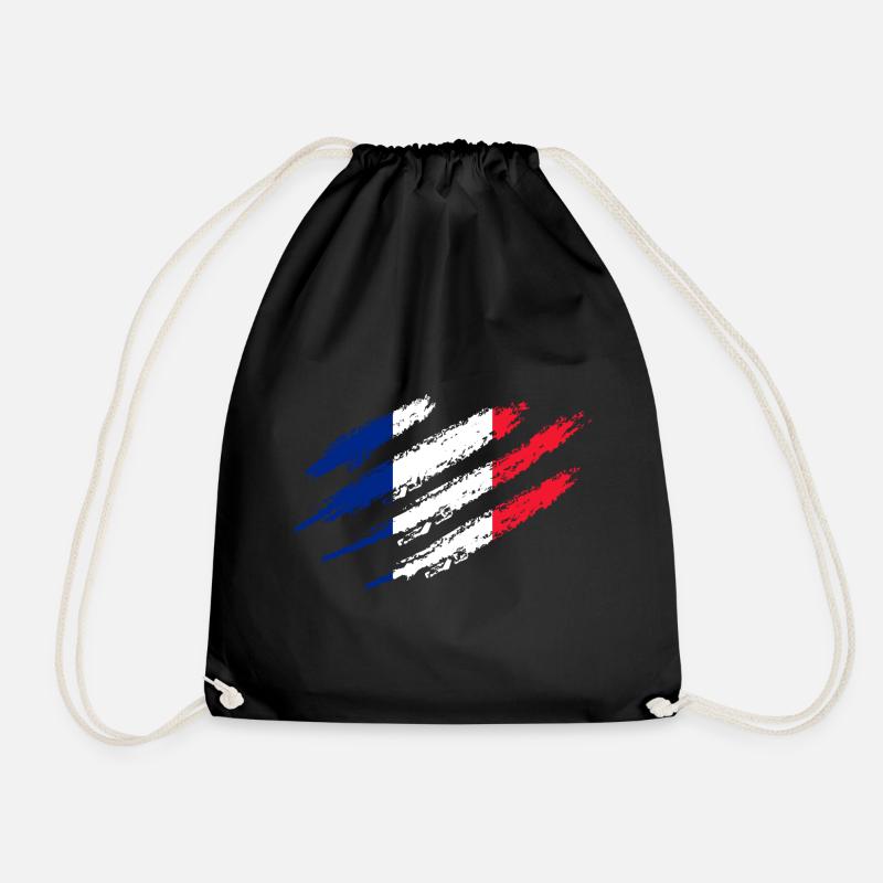 France Flag Scratch French Flag Cut - Drawstring Bag - black