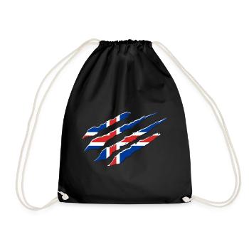 Iceland Flag Scratch Icelandic Flag Home - Drawstring Bag - black - Front