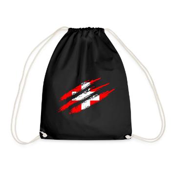 Switzerland flag scratches claws cut scratch marks CH - Drawstring Bag - black - Front
