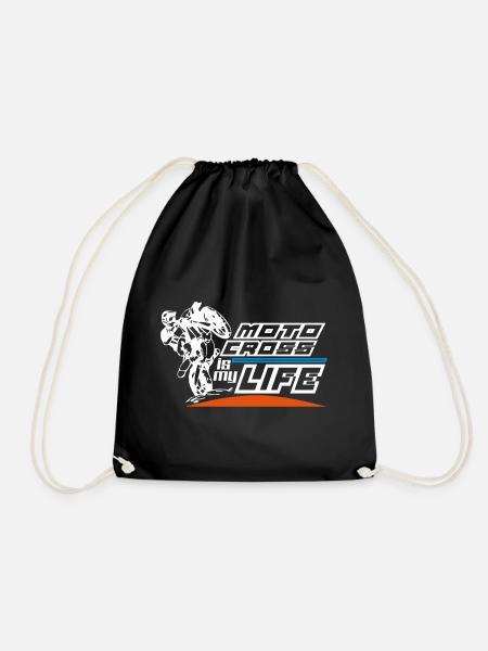 motocross is my life - Drawstring Bag - black