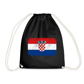 Croatia flag Vintage Adria Croatian used look - Drawstring Bag - black - Front