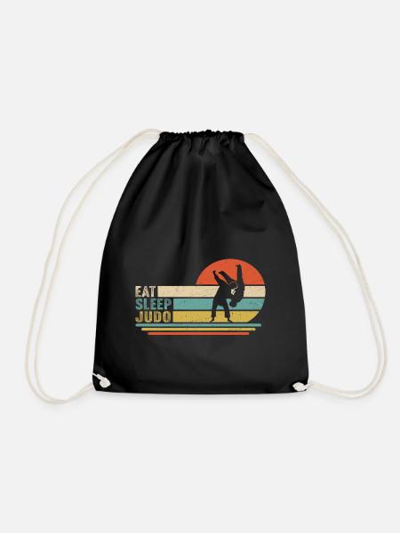 Eat Sleep judo - Drawstring Bag - black