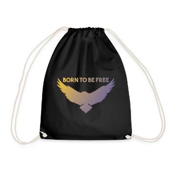 Born to be free - Geschenkidee zum Geburtstag - Turnbeutel - Schwarz - Vorne