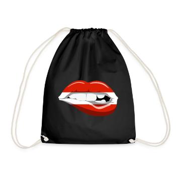 Austria Flag Lips Austria Mouth Vienna Alps - Drawstring Bag - black - Front