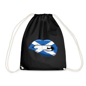 Scotland Flag Lips Mouth Alba GB UK Scotswoman - Drawstring Bag - black - Front